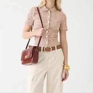 J. Crew Women's Button Down Shirt in Cream and Brown